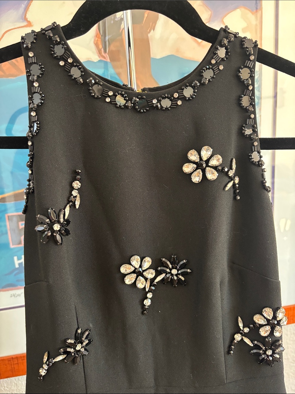 Kate Spade New York Scattered Brooch Rhinestone Beaded Formal Crepe Dress - Picture 6 of 13